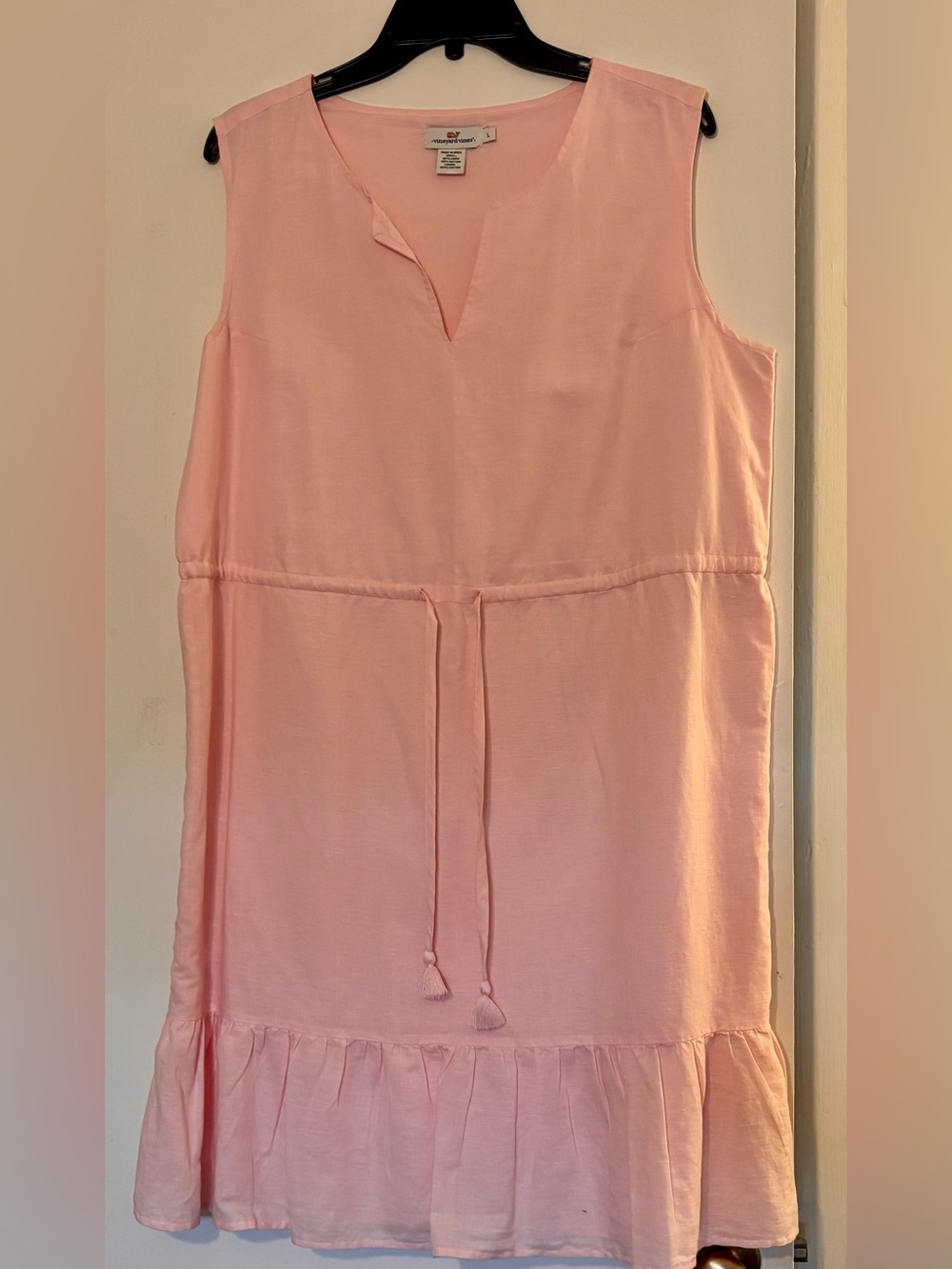 Vineyard Vines Sleeveless Light Pink Midi Drawstring Dress